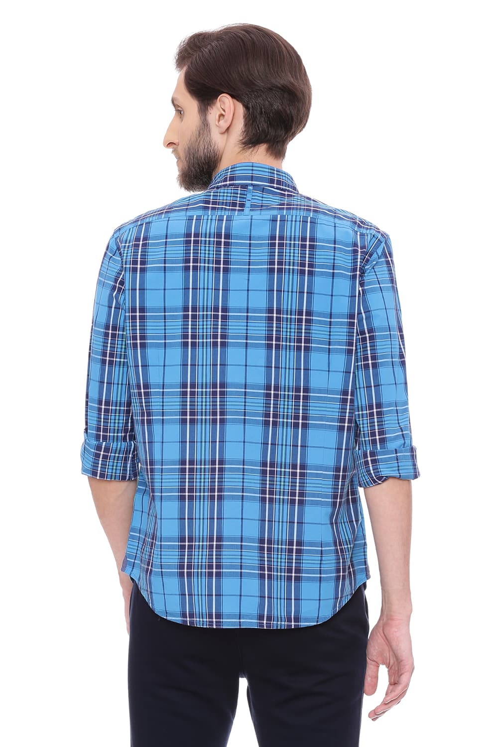 BASICS SLIM FIT BIG CHECKS SHIRT