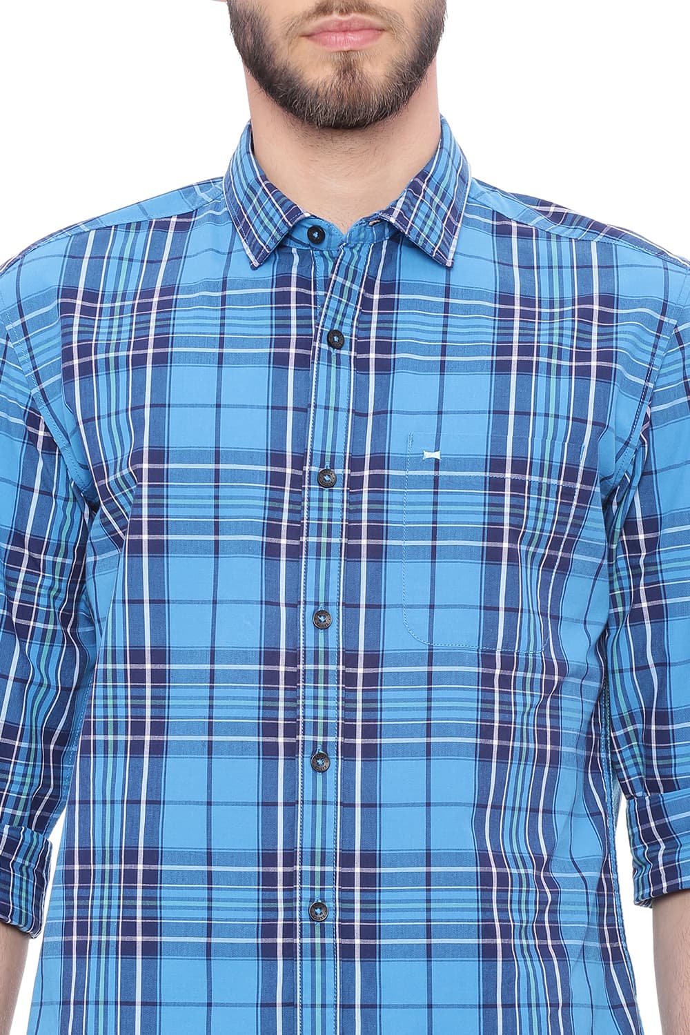 BASICS SLIM FIT BIG CHECKS SHIRT