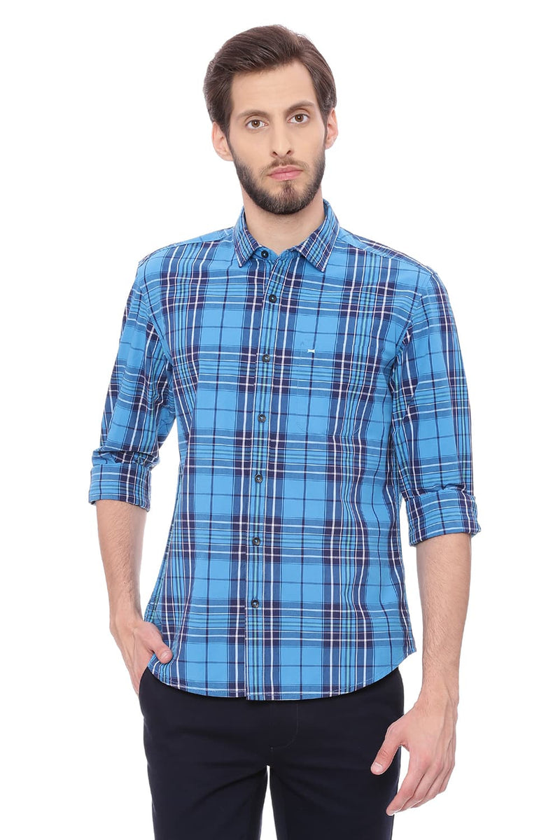 BASICS SLIM FIT BIG CHECKS SHIRT