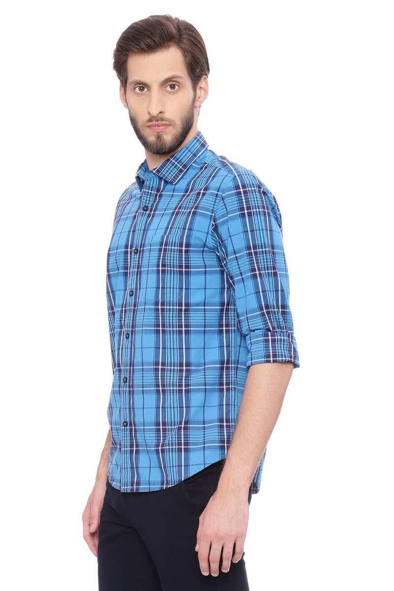 BASICS SLIM FIT BIG CHECKS SHIRT