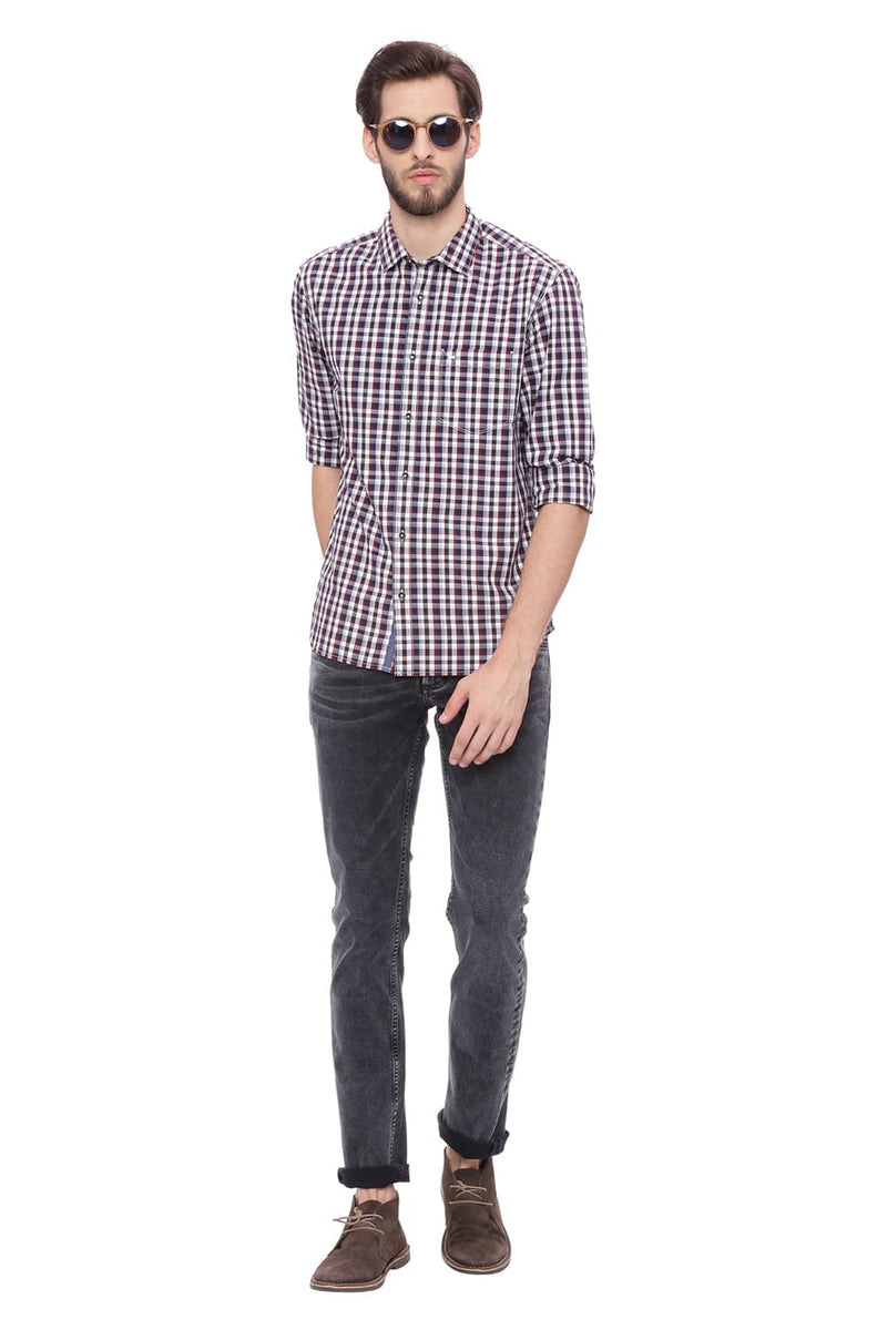 BASICS SLIM FIT CHECKS SHIRT