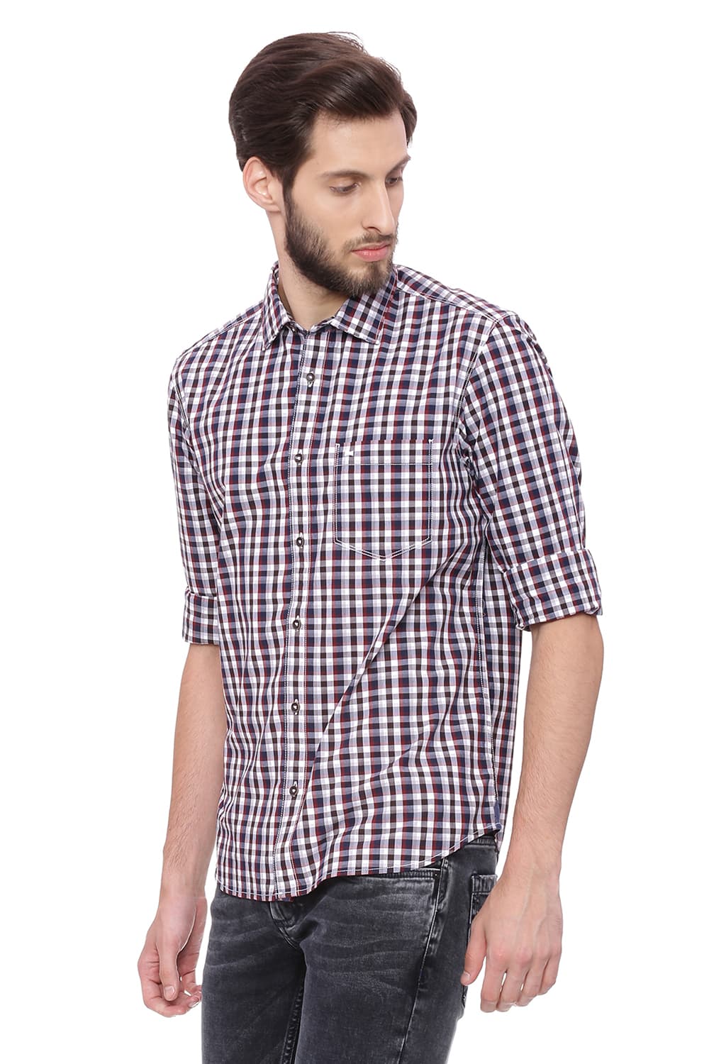 BASICS SLIM FIT CHECKS SHIRT