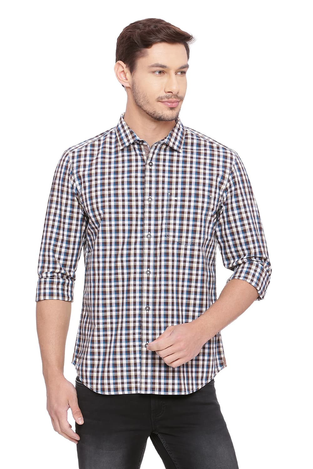 BASICS SLIM FIT CHECKS SHIRT