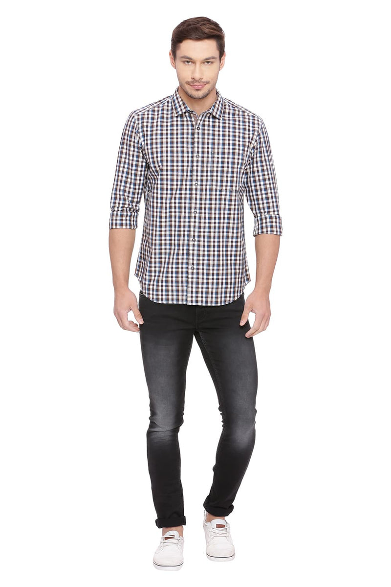 BASICS SLIM FIT CHECKS SHIRT