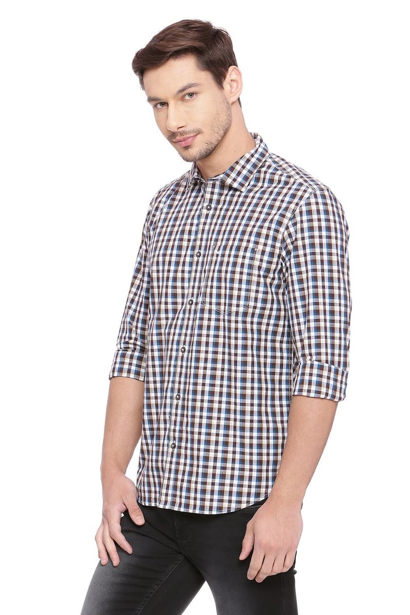 BASICS SLIM FIT CHECKS SHIRT