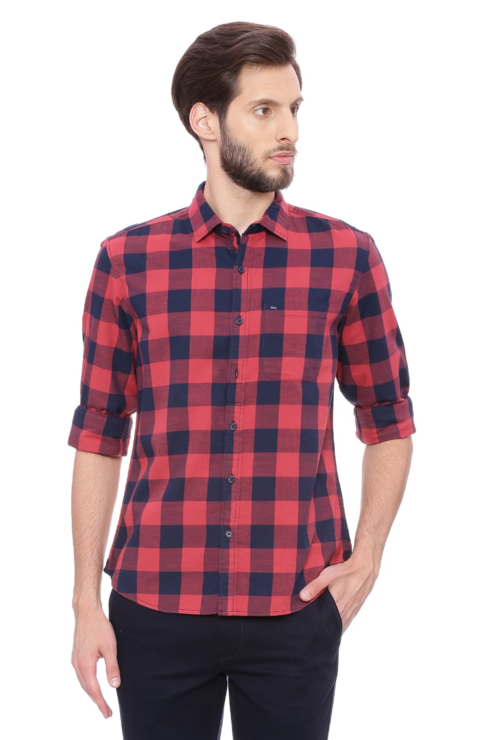 BASICS SLIM FIT CHECKS SHIRT