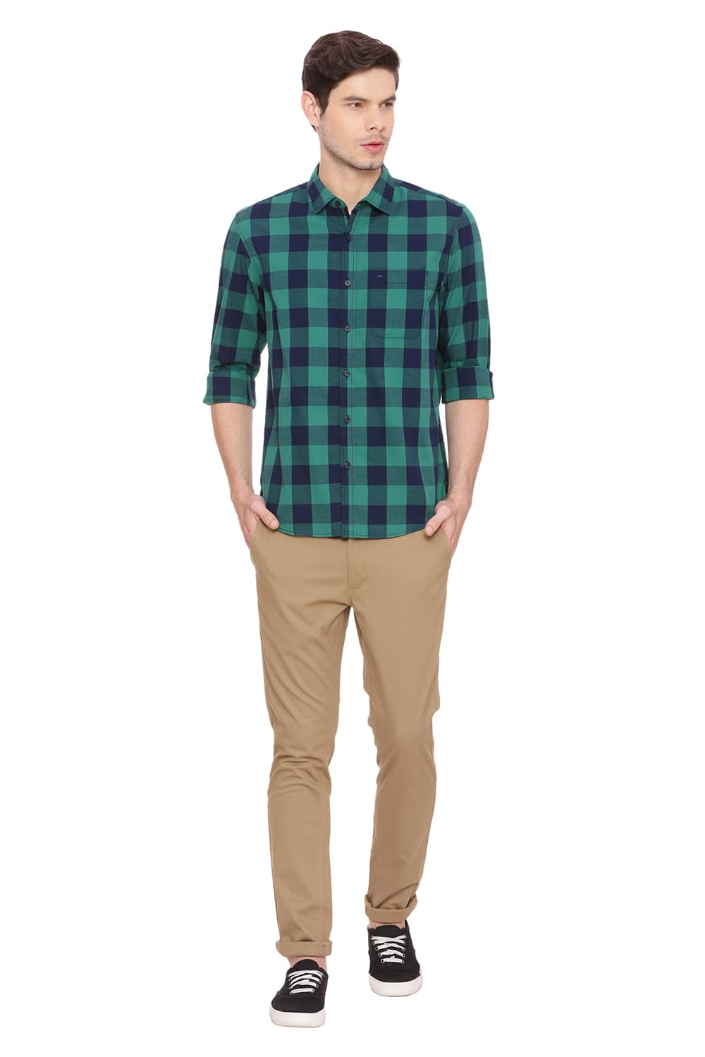 BASICS SLIM FIT CHECKS SHIRT