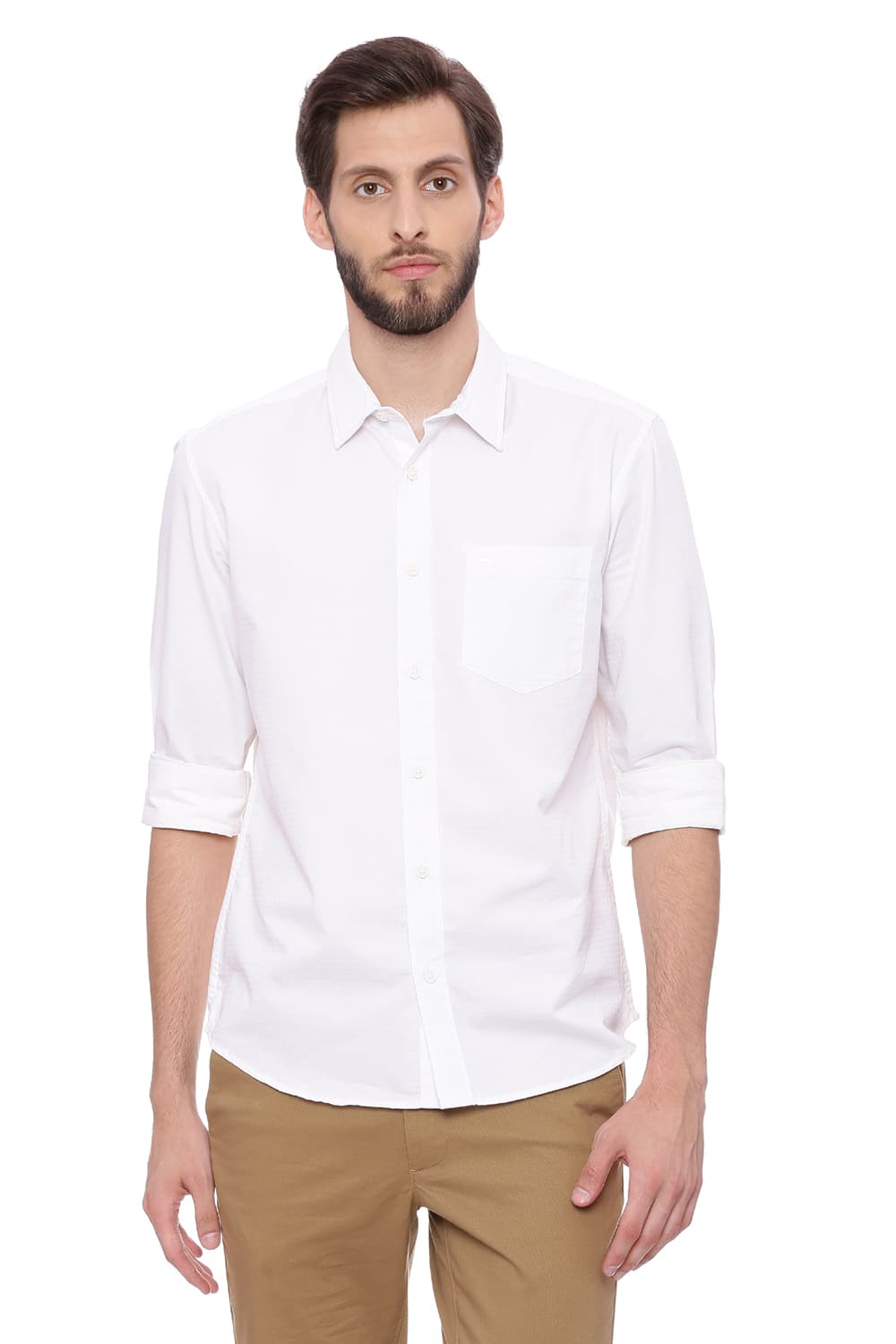 BASICS SLIM FIT DOBBY SHIRT