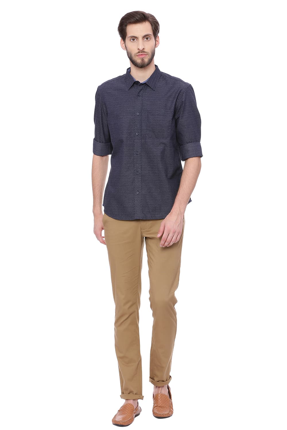 BASICS SLIM FIT DOBBY SHIRT