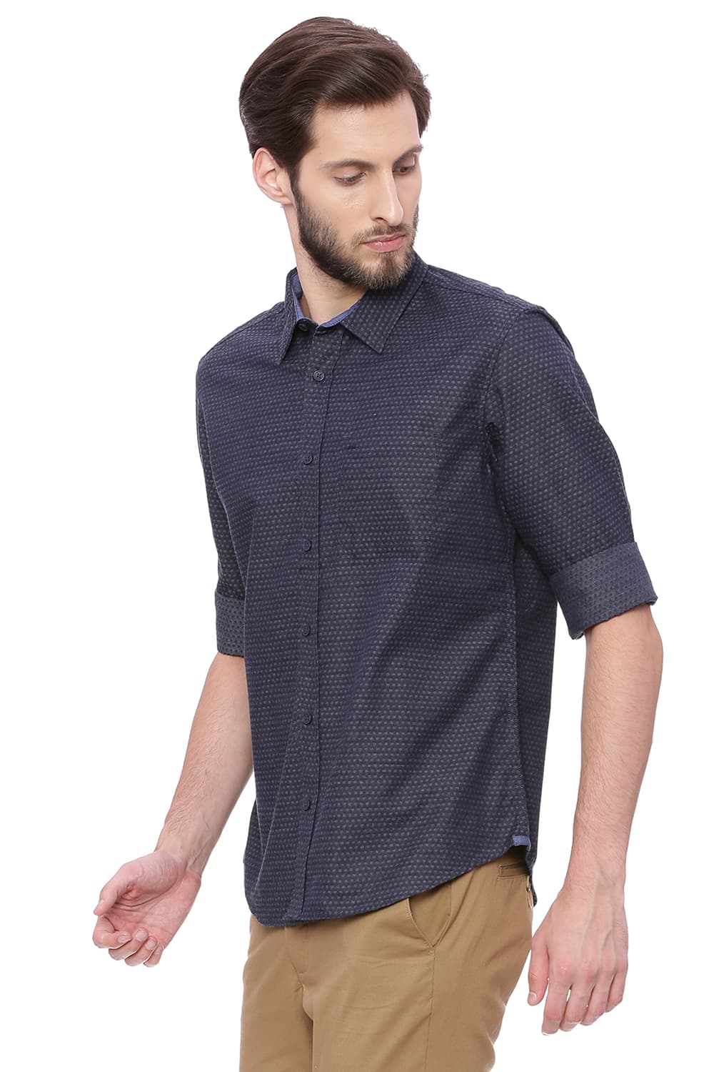 BASICS SLIM FIT DOBBY SHIRT