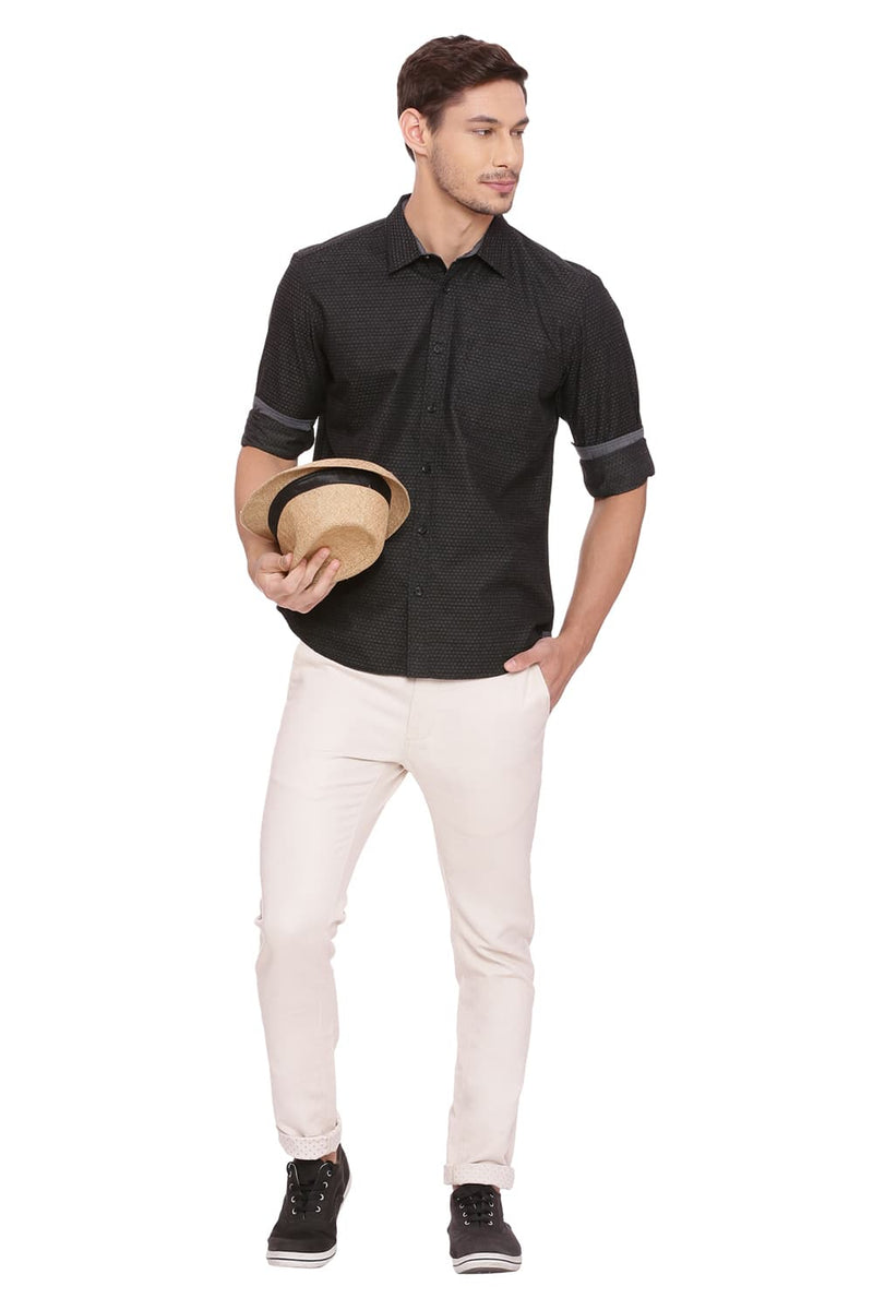 BASICS SLIM FIT DOBBY SHIRT