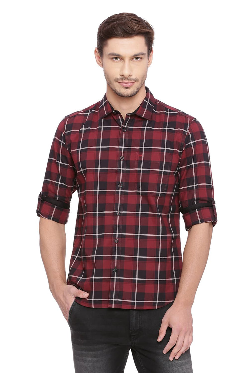 BASICS SLIM FIT CHECKS SHIRT