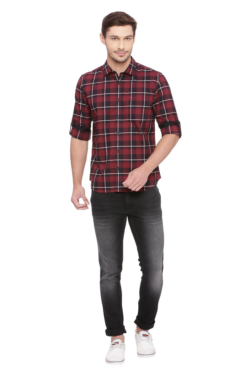 BASICS SLIM FIT CHECKS SHIRT