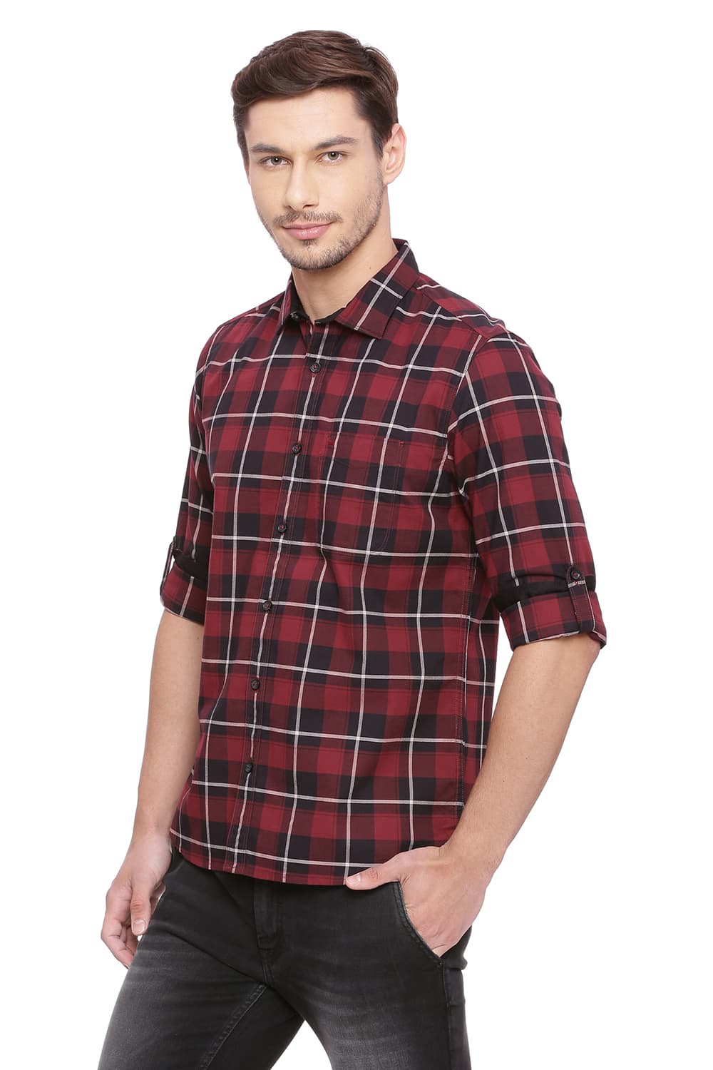 BASICS SLIM FIT CHECKS SHIRT