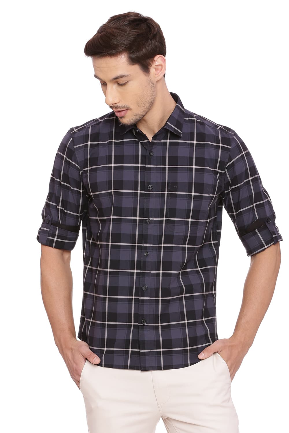 BASICS SLIM FIT CHECKS SHIRT