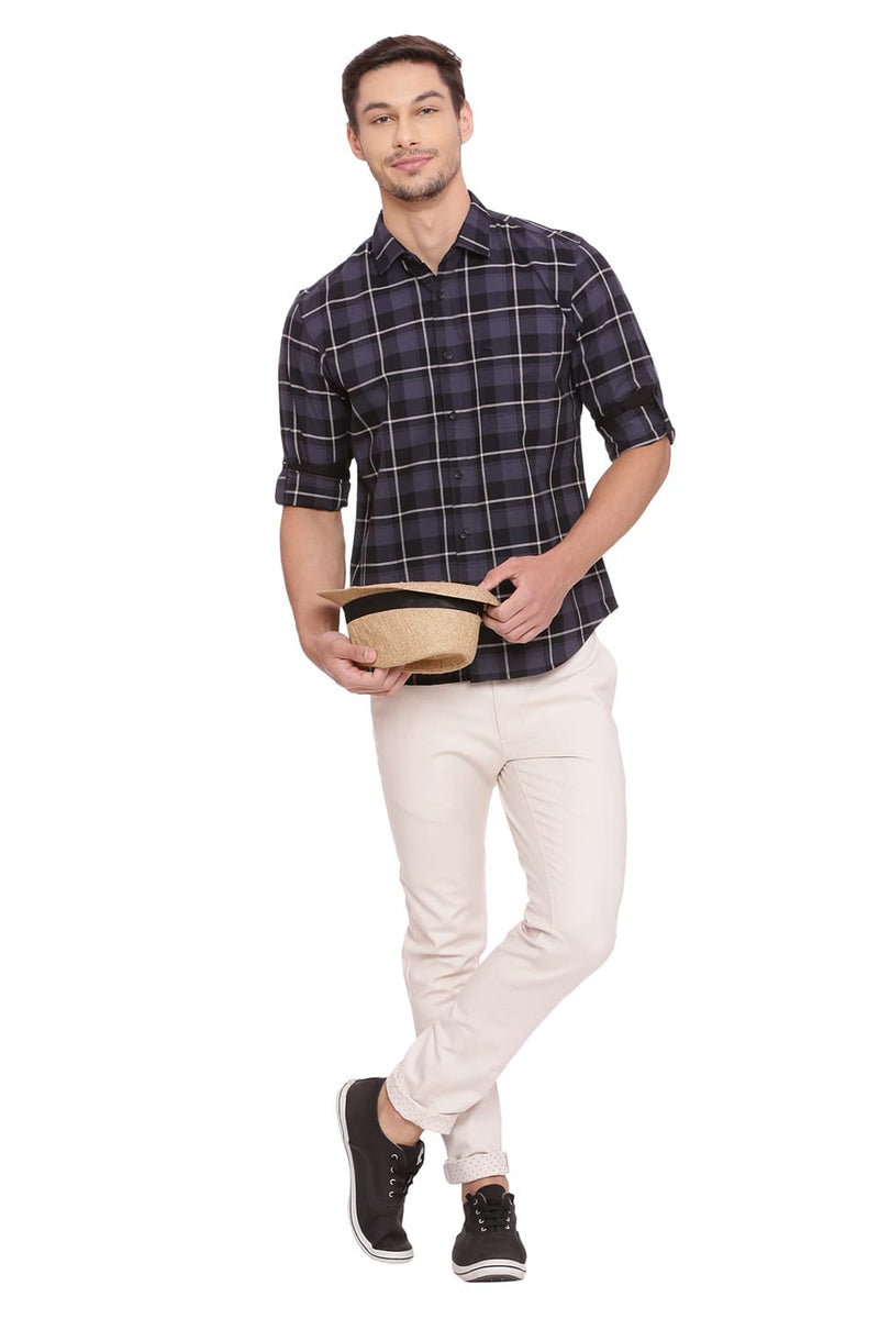 BASICS SLIM FIT CHECKS SHIRT