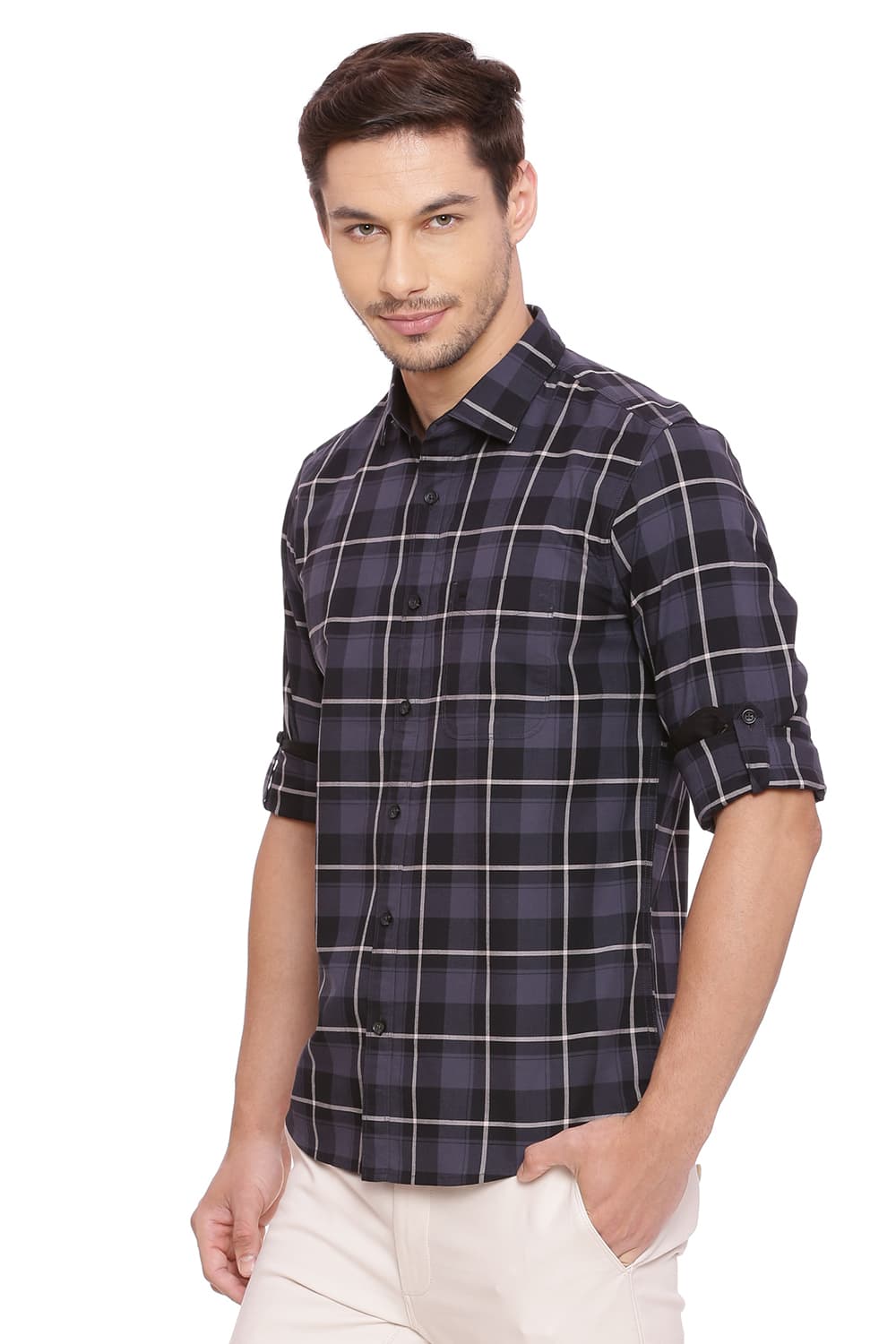 BASICS SLIM FIT CHECKS SHIRT