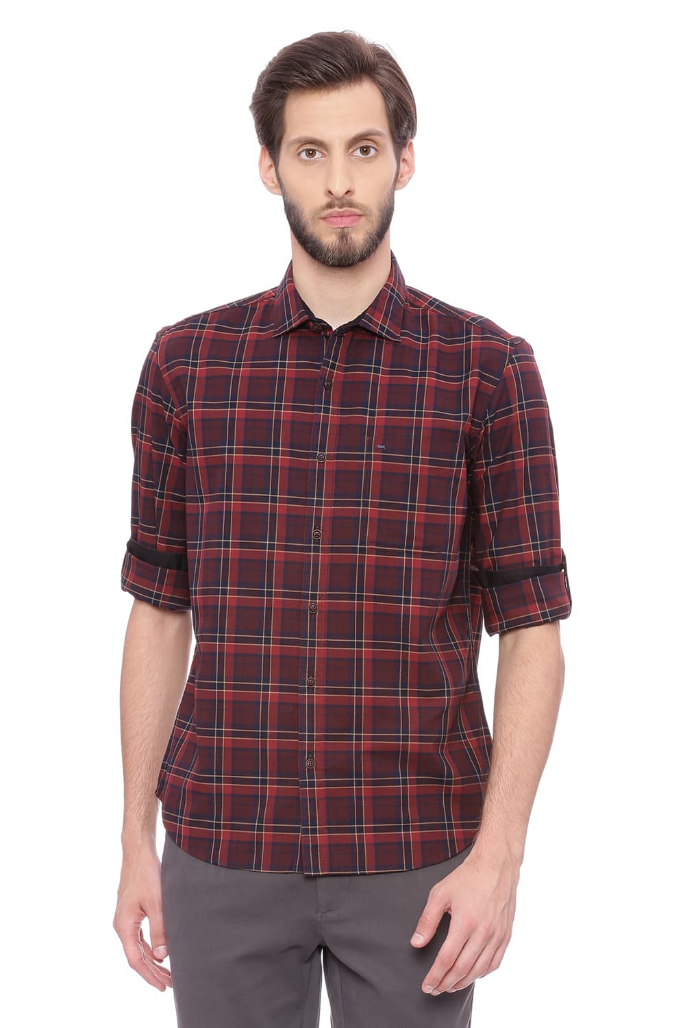 BASICS SLIM FIT CHECKS SHIRT