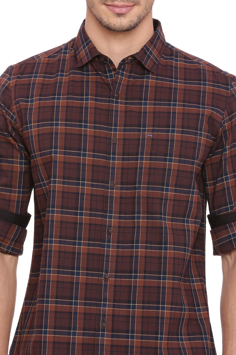 BASICS SLIM FIT CHECKS SHIRT