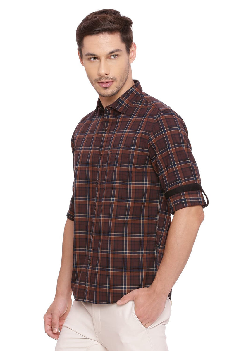 BASICS SLIM FIT CHECKS SHIRT