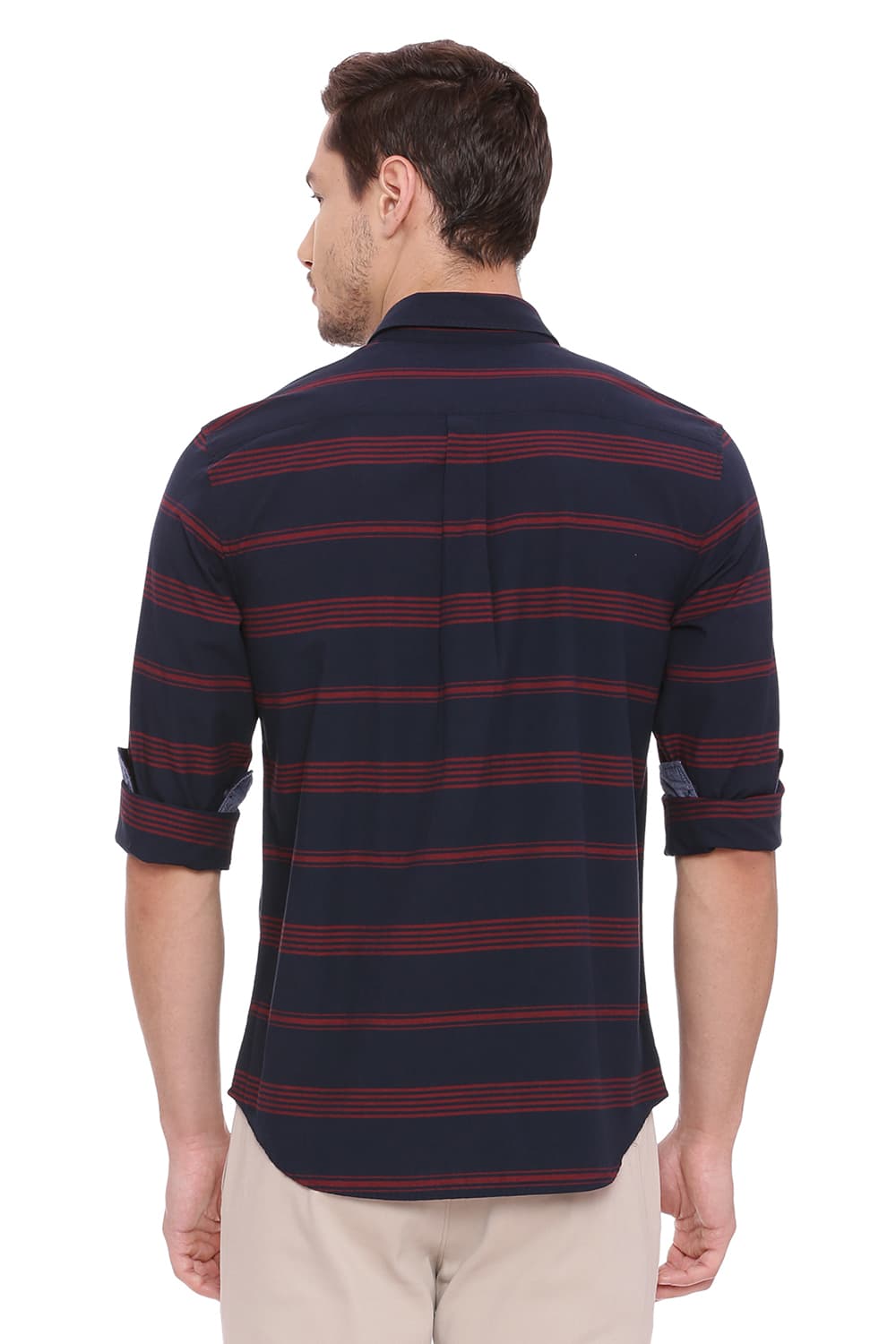 BASICS SLIM FIT WEFT STRIPES SHIRT