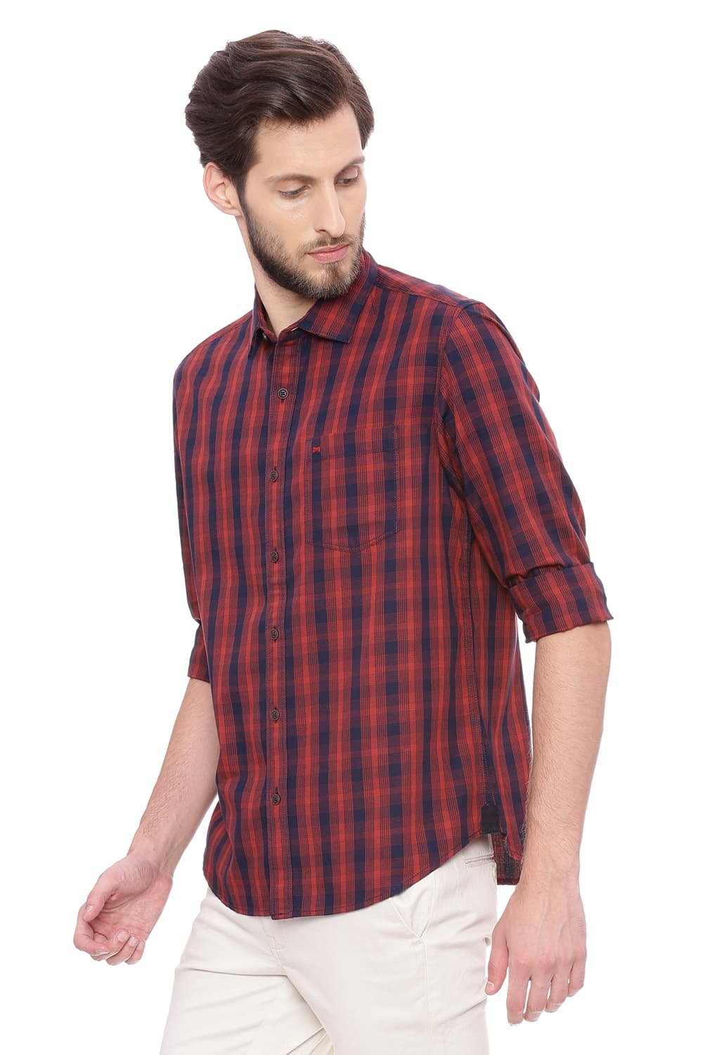 BASICS SLIM FIT CHECKS SHIRT