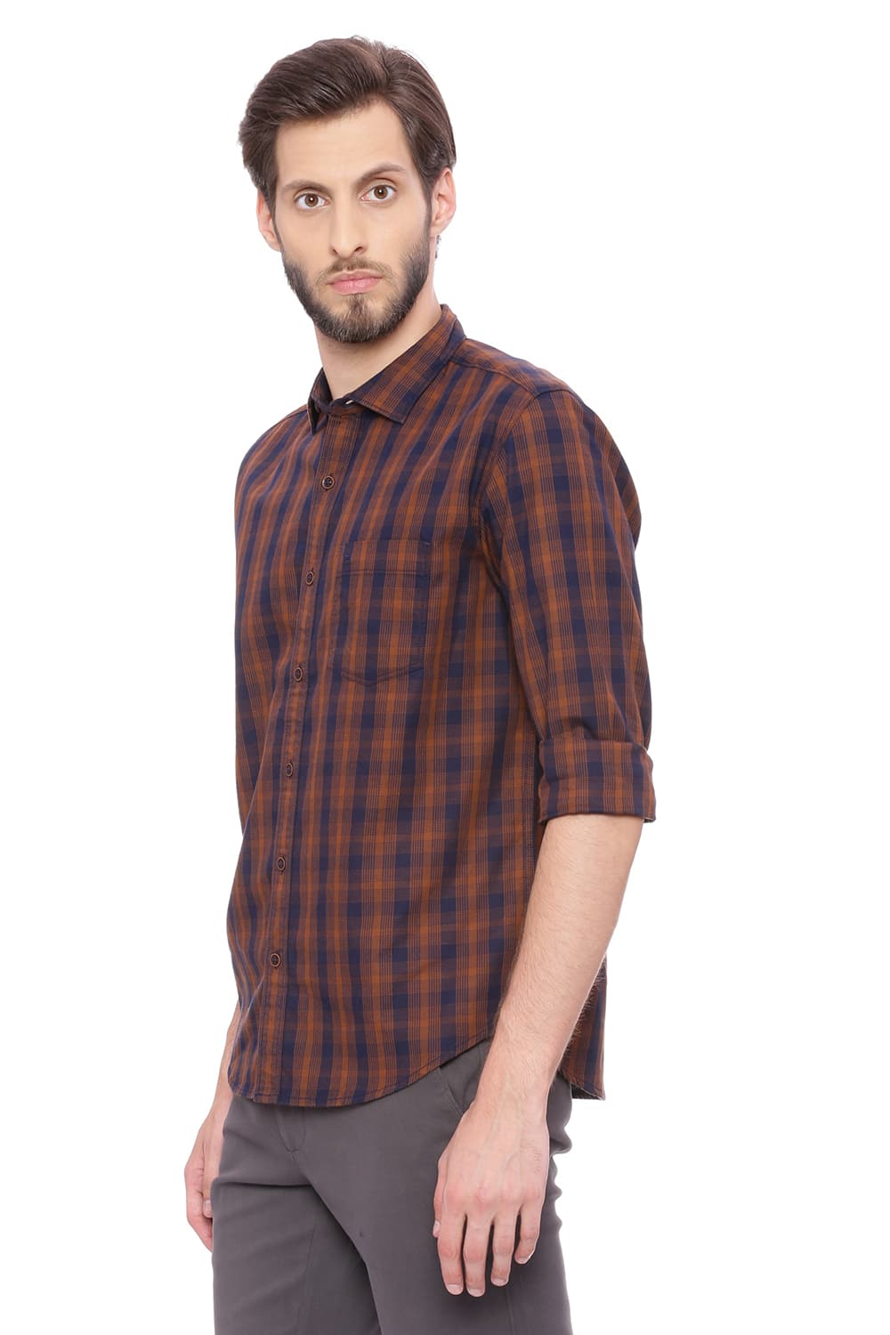 BASICS SLIM FIT CHECKS SHIRT