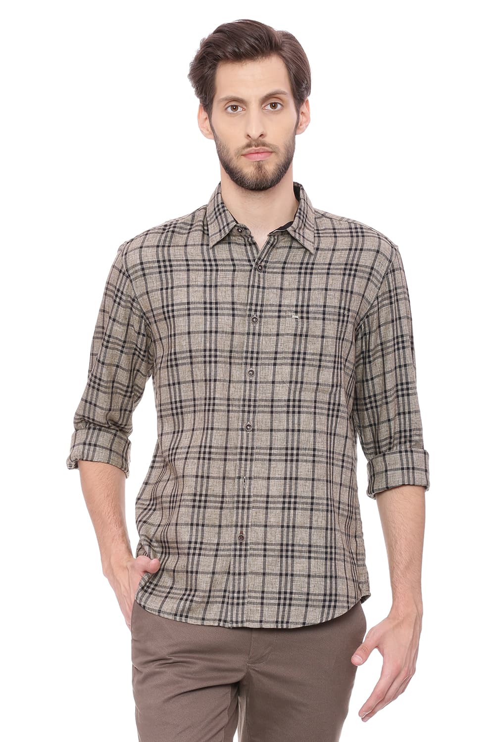 BASICS SLIM FIT CHECKS SHIRT