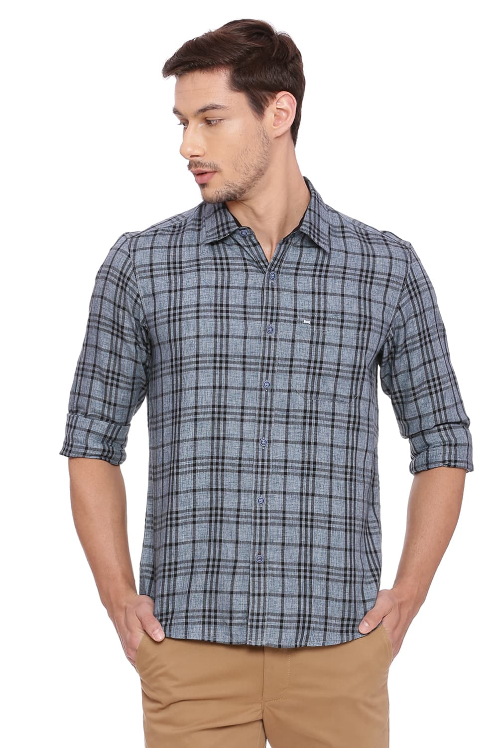 BASICS SLIM FIT CHECKS SHIRT