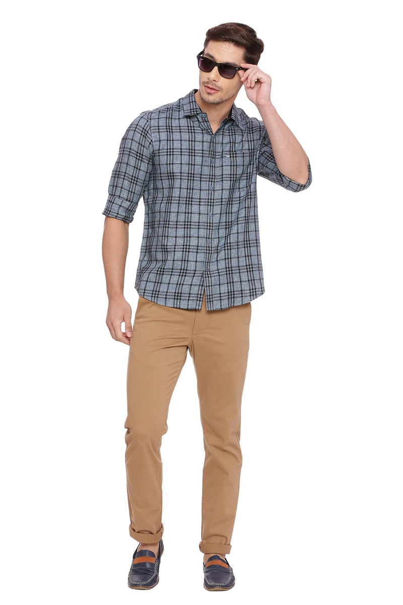 BASICS SLIM FIT CHECKS SHIRT