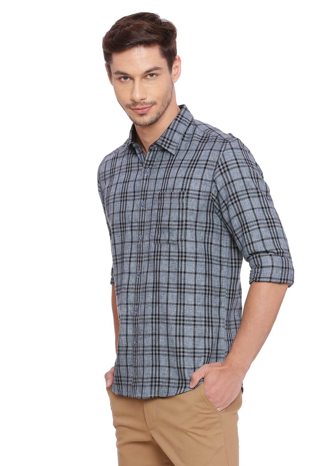 BASICS SLIM FIT CHECKS SHIRT