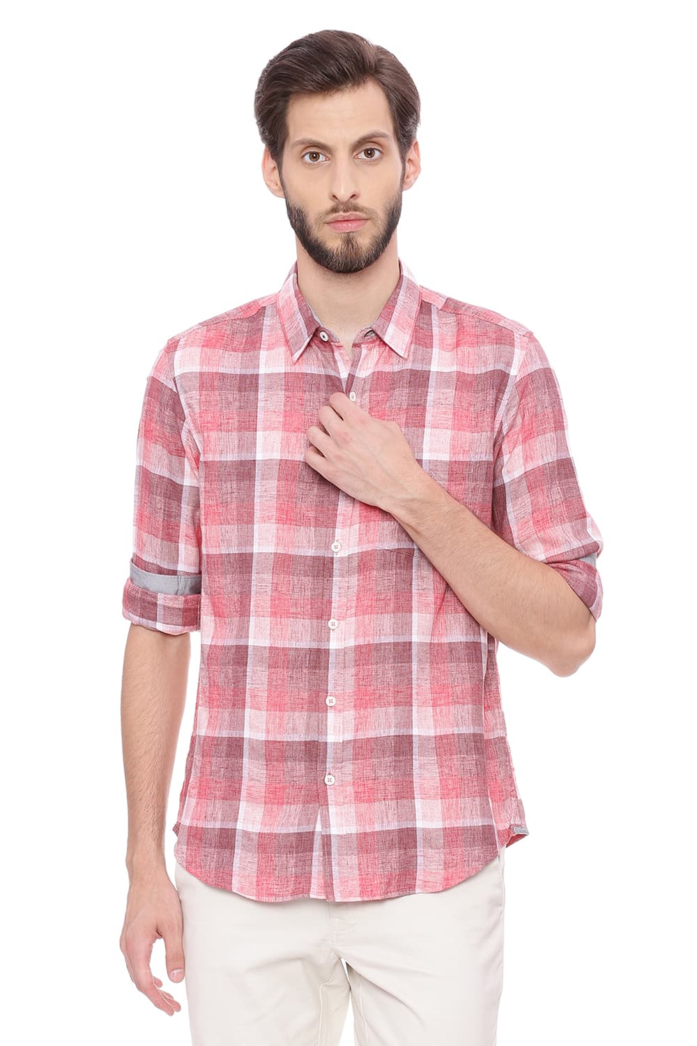 BASICS SLIM FIT CHECKS SHIRT