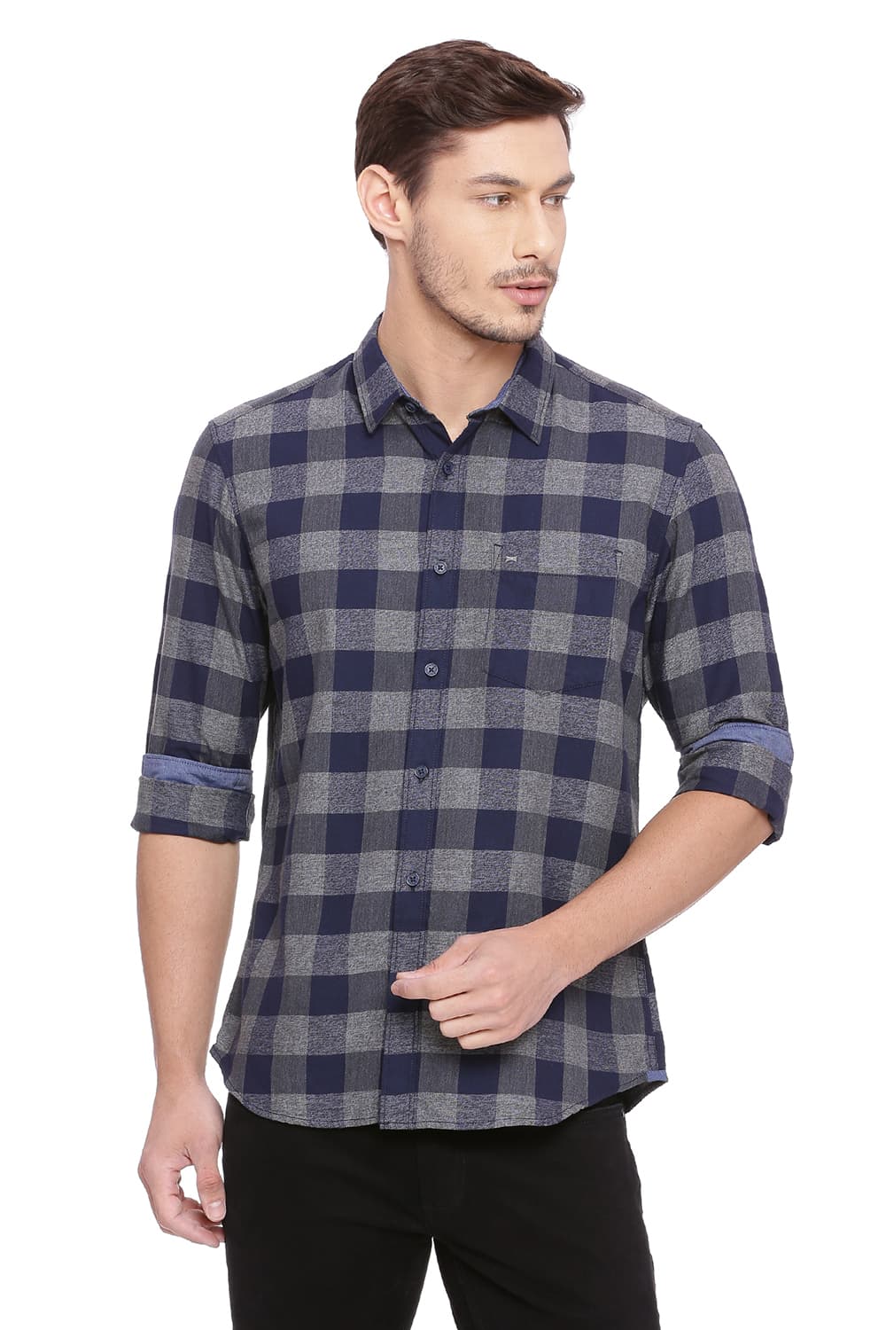 BASICS SLIM FIT CHECKS SHIRT