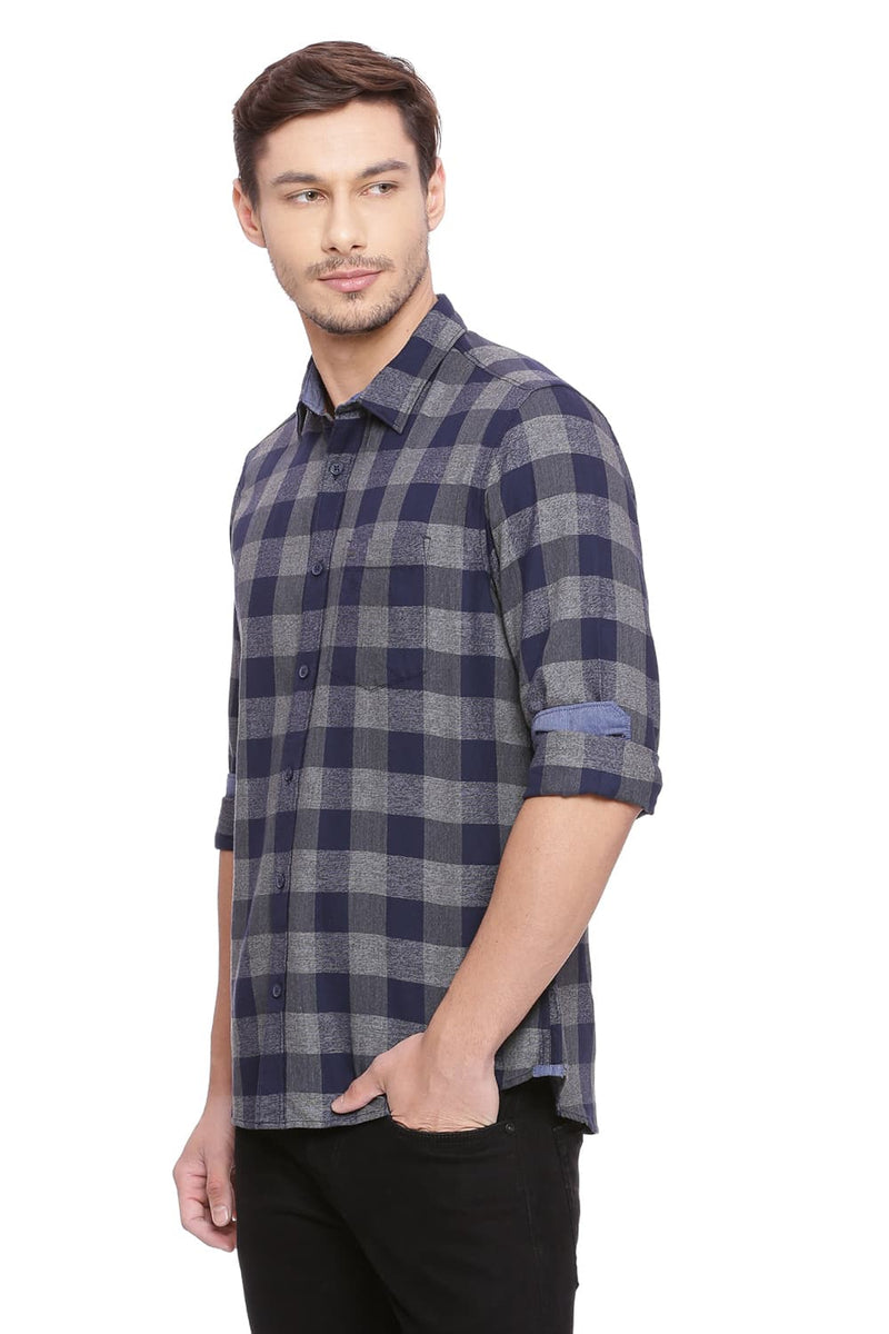 BASICS SLIM FIT CHECKS SHIRT