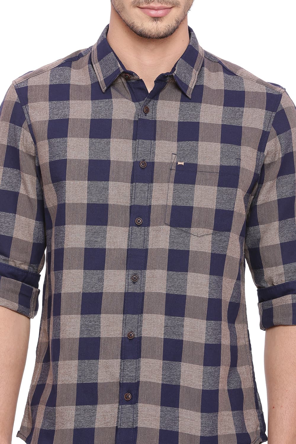 BASICS SLIM FIT CHECKS SHIRT