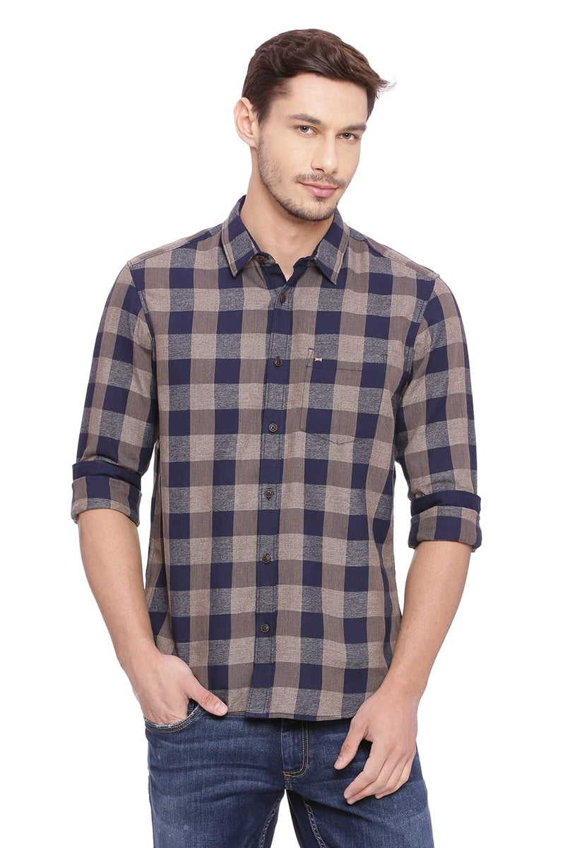 BASICS SLIM FIT CHECKS SHIRT