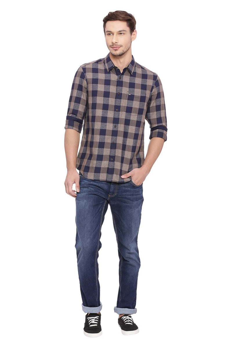 BASICS SLIM FIT CHECKS SHIRT