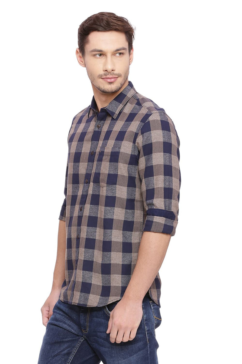 BASICS SLIM FIT CHECKS SHIRT