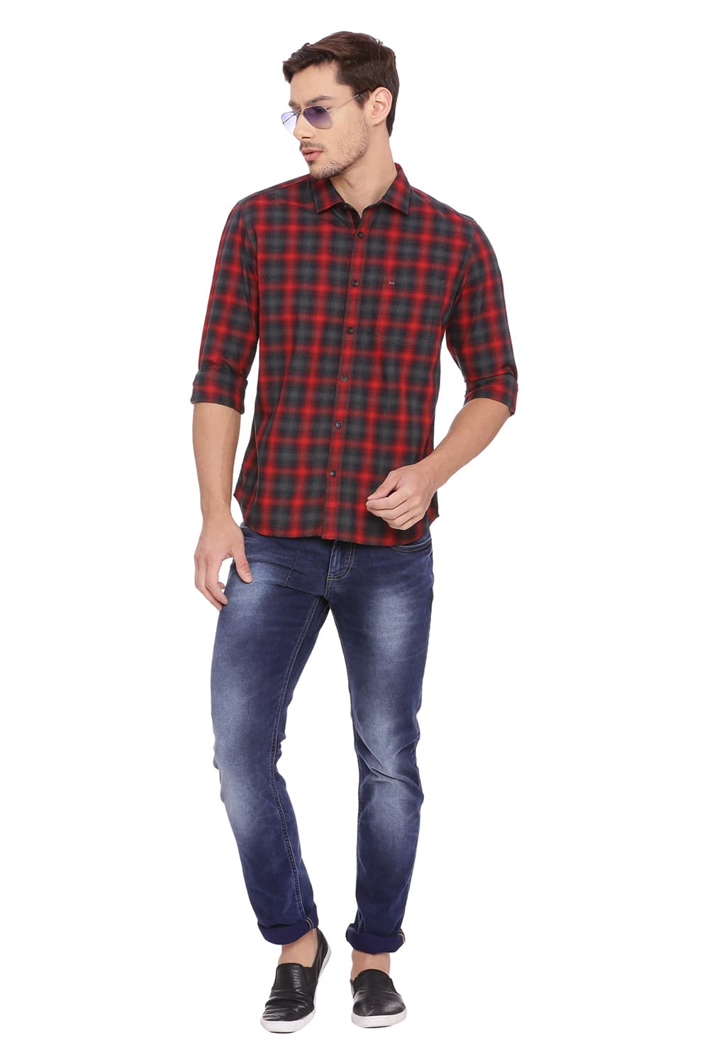 BASICS SLIM FIT CHECKS SHIRT