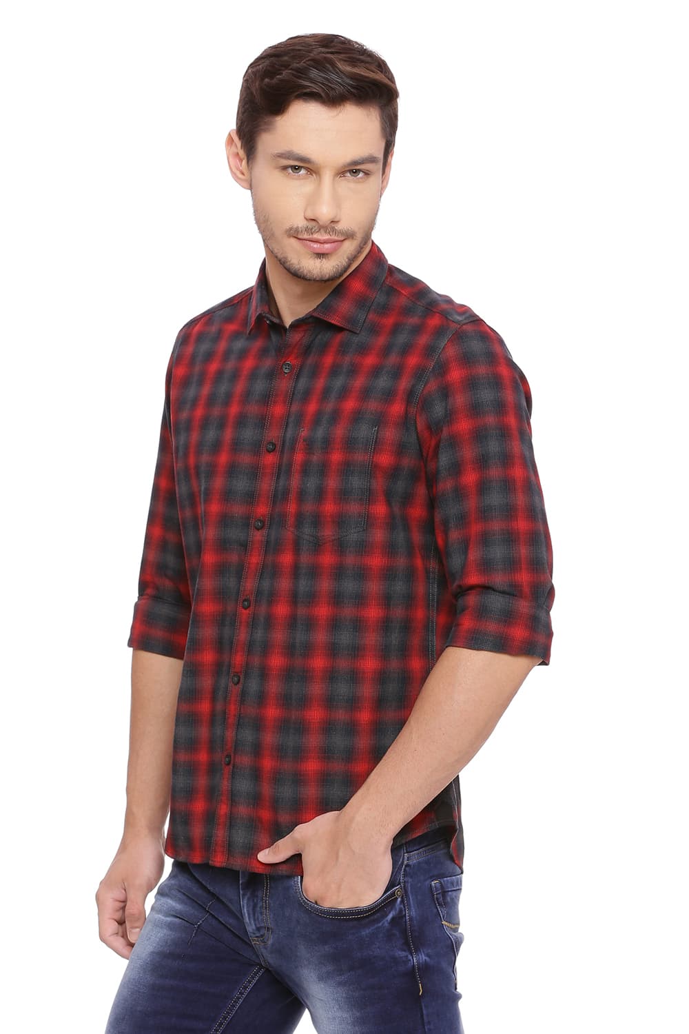 BASICS SLIM FIT CHECKS SHIRT