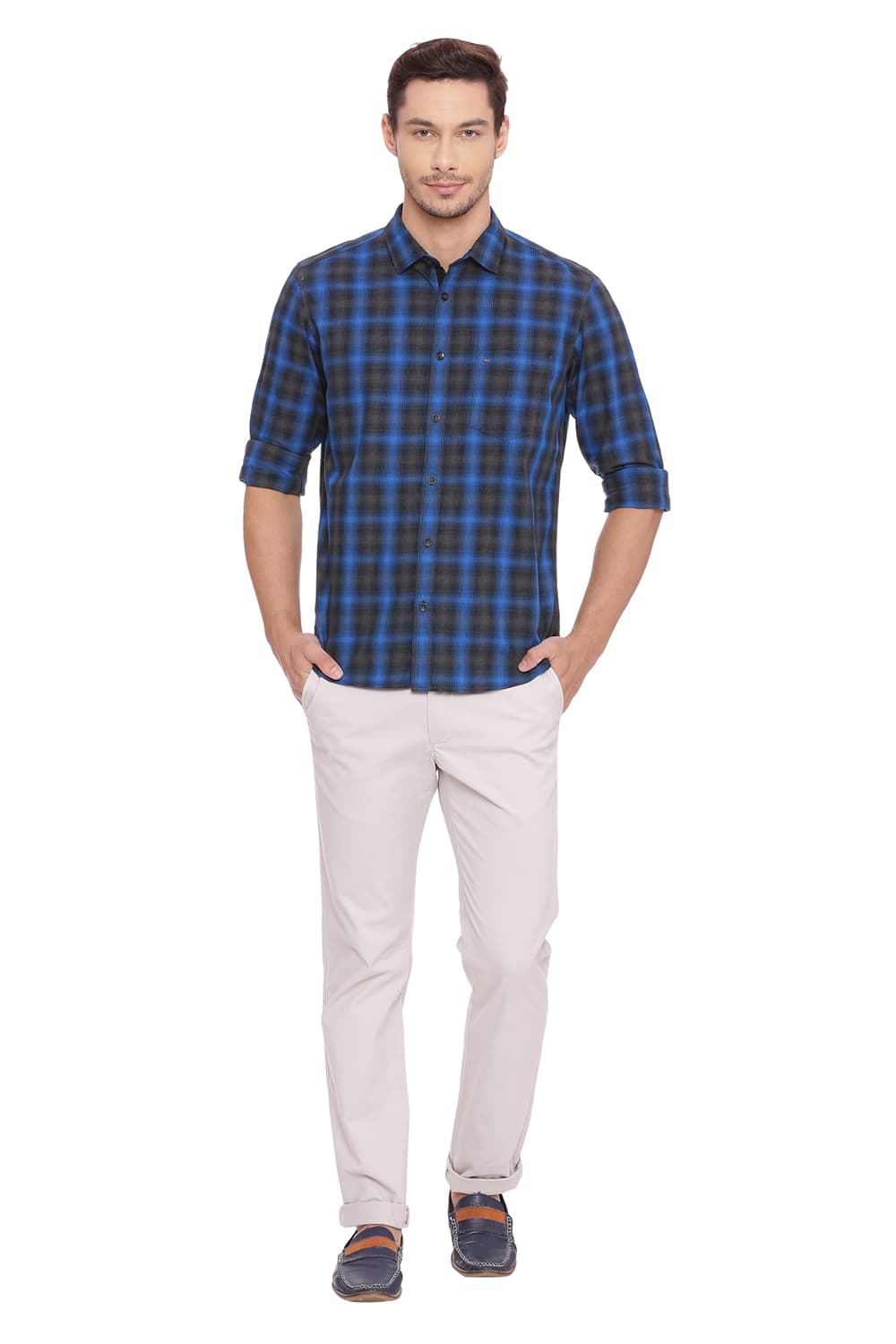 BASICS SLIM FIT CHECKS SHIRT