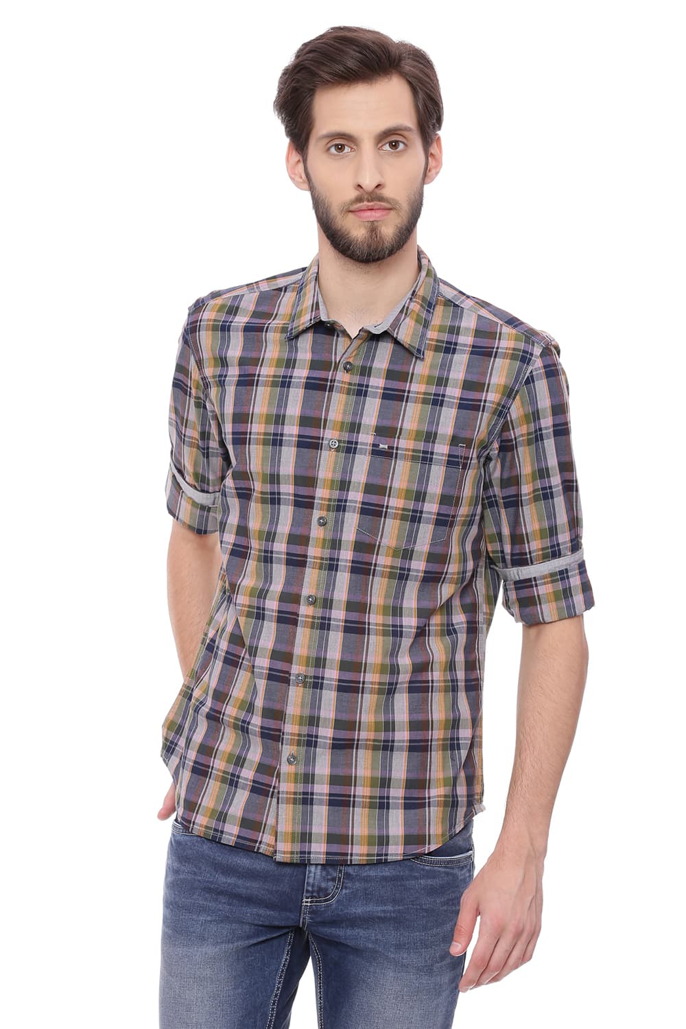 BASICS SLIM FIT CHECKS SHIRT