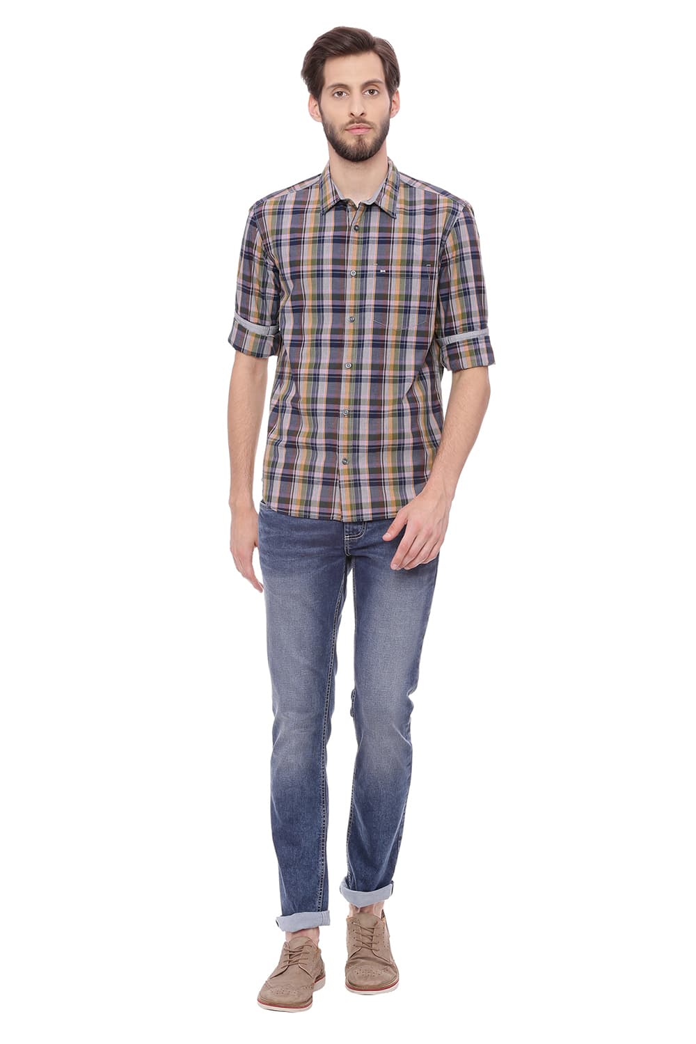 BASICS SLIM FIT CHECKS SHIRT