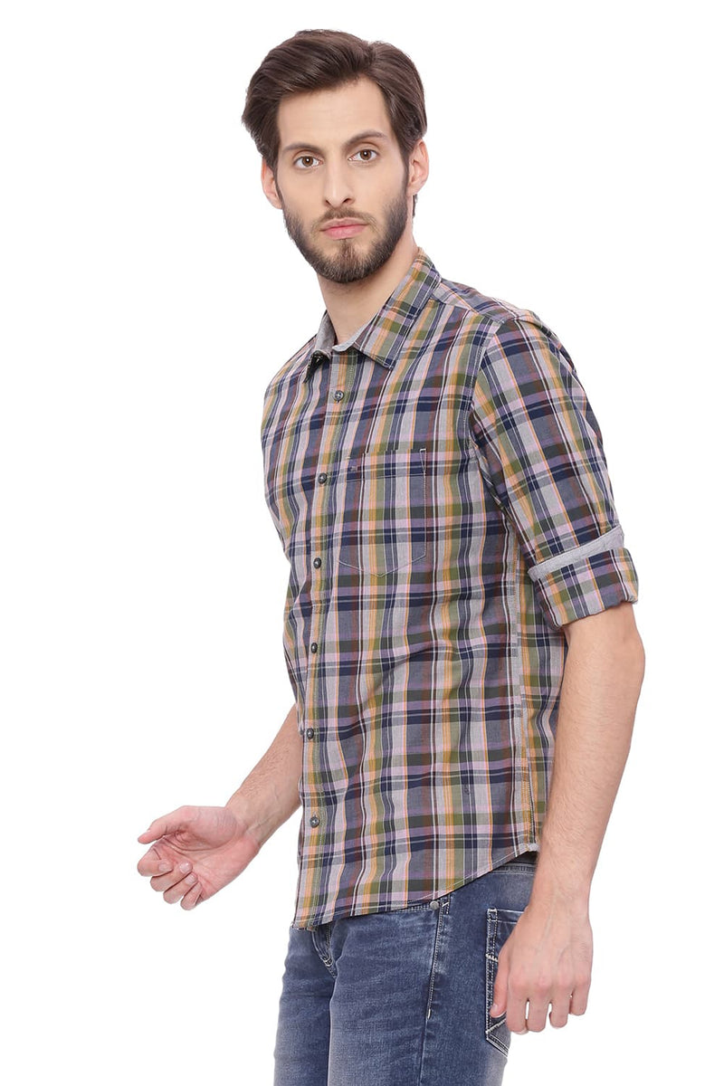 BASICS SLIM FIT CHECKS SHIRT