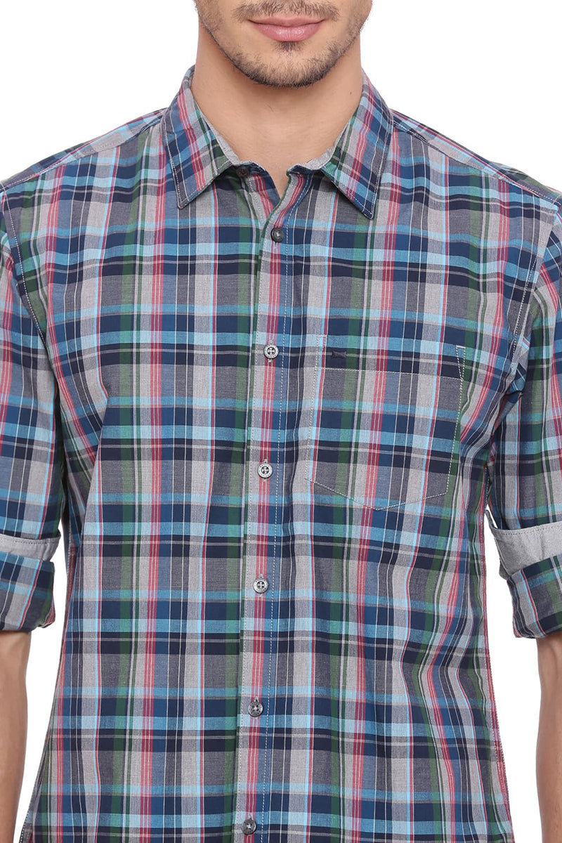 BASICS SLIM FIT CHECKS SHIRT