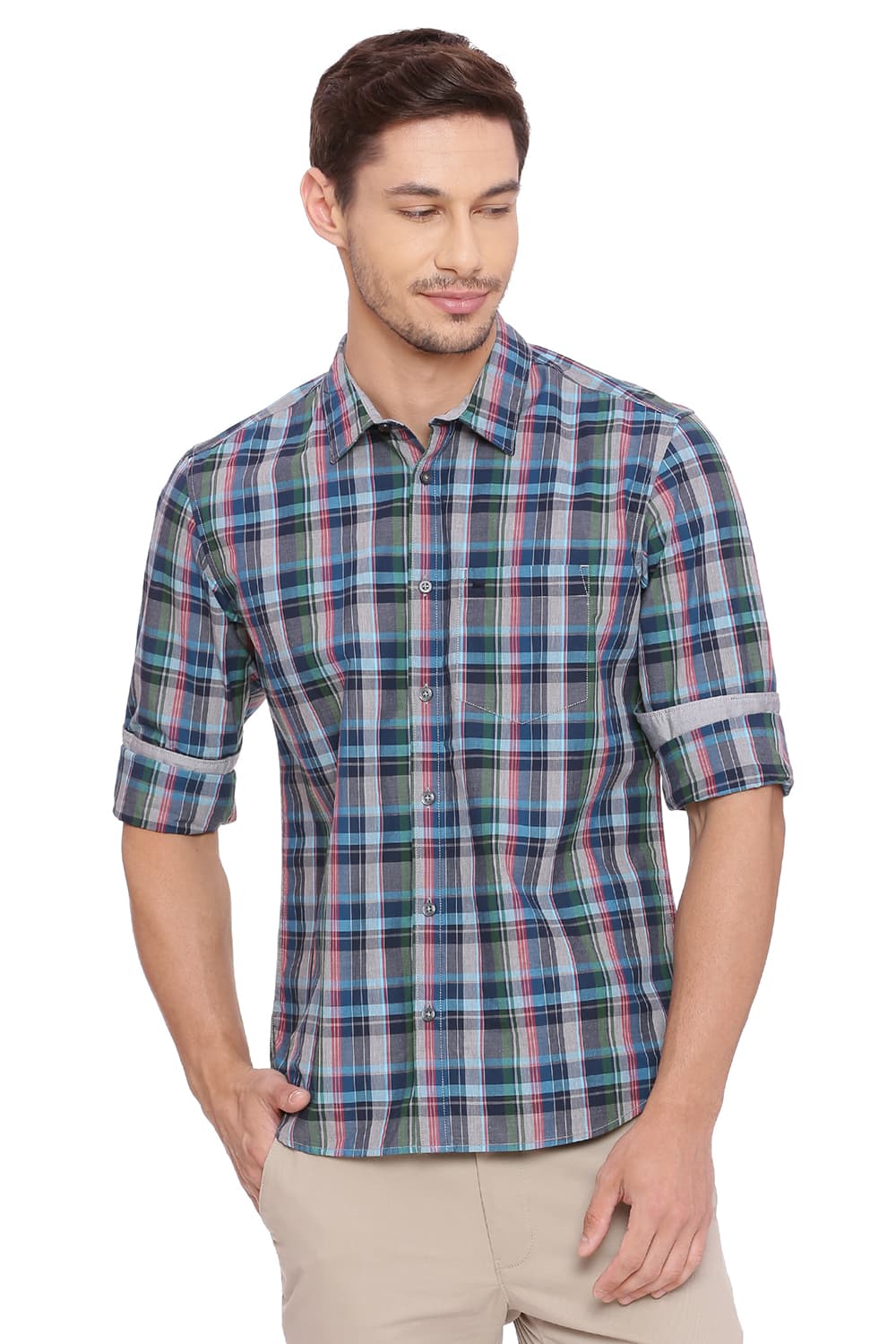 BASICS SLIM FIT CHECKS SHIRT