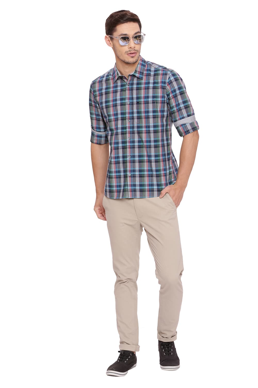 BASICS SLIM FIT CHECKS SHIRT