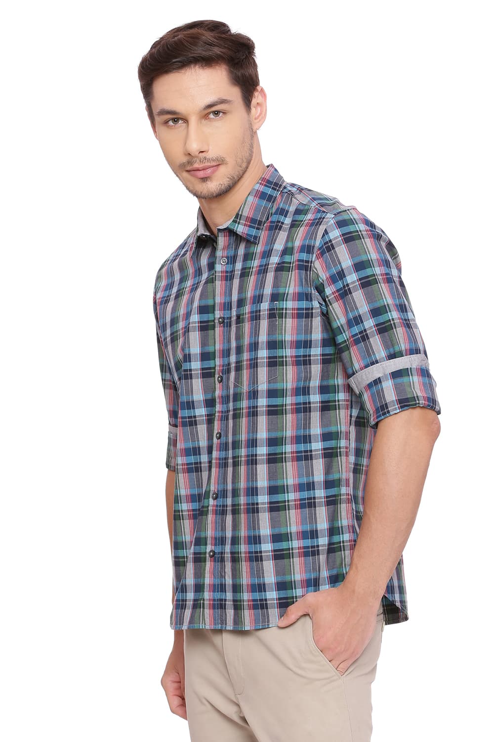 BASICS SLIM FIT CHECKS SHIRT