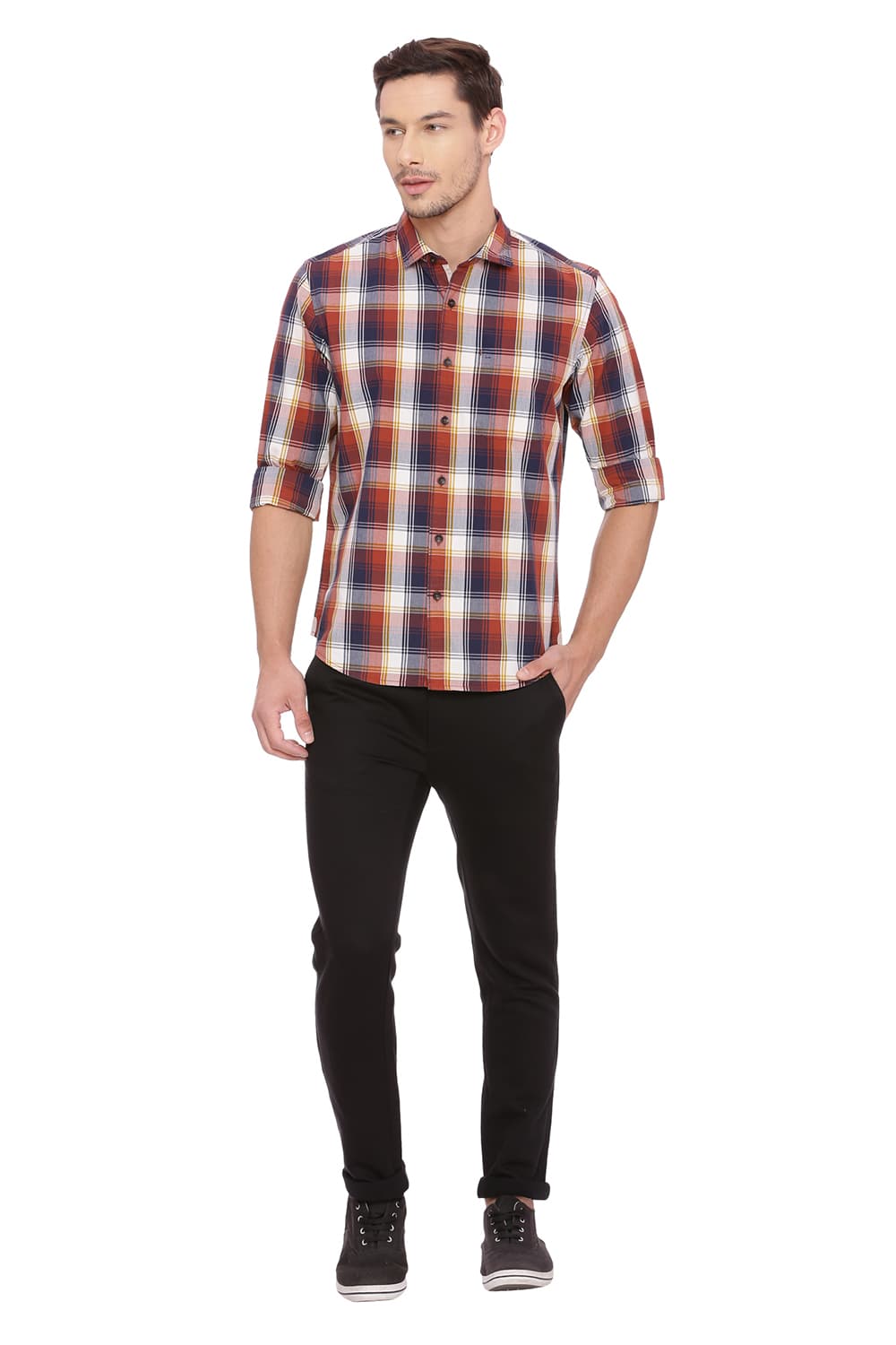 BASICS SLIM FIT CHECKS SHIRT