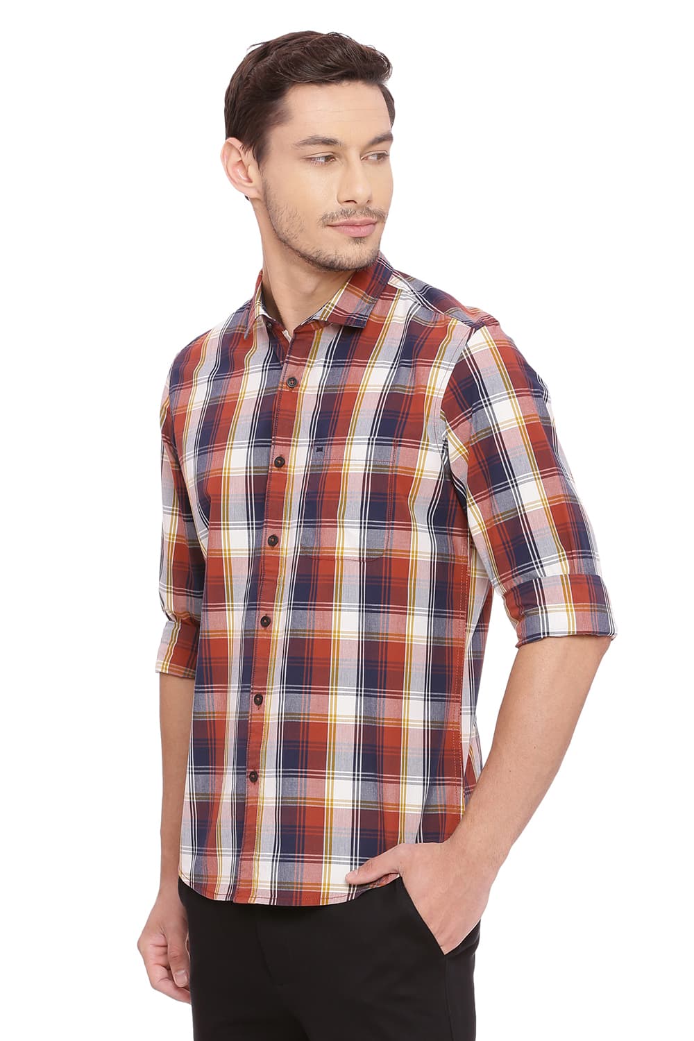 BASICS SLIM FIT CHECKS SHIRT